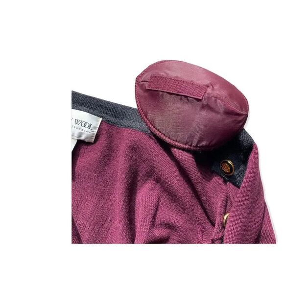 Urban Wool Burgundy/Grey 100% Wool Cardigan M - Picture 6 of 11